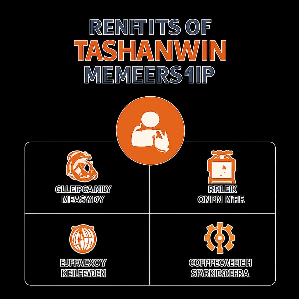 An educational diagram outlining the key benefits of Tashan Win Membership.