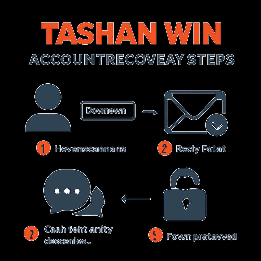 An educational diagram detailing the steps for Tashan Win Account Recovery.